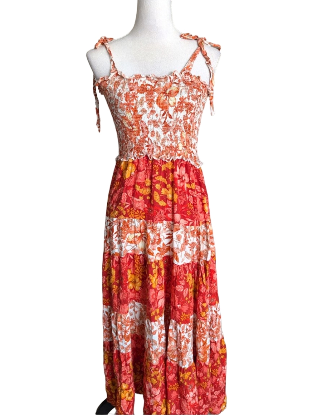 Abel the Label Lisbon Maple Smocked Tiered Maxi Dress XS - Picture 2 of 13